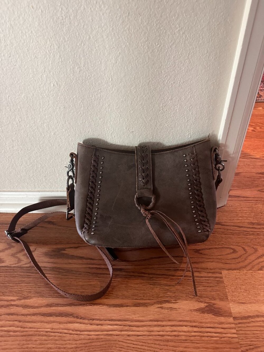 Montana West leather hobo western concealed carry purse, Dark brown leather